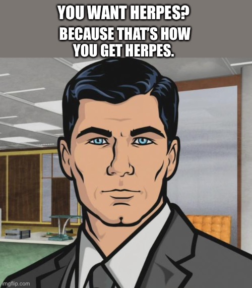 Archer Meme | YOU WANT HERPES? BECAUSE THAT’S HOW
YOU GET HERPES. | image tagged in memes,archer | made w/ Imgflip meme maker