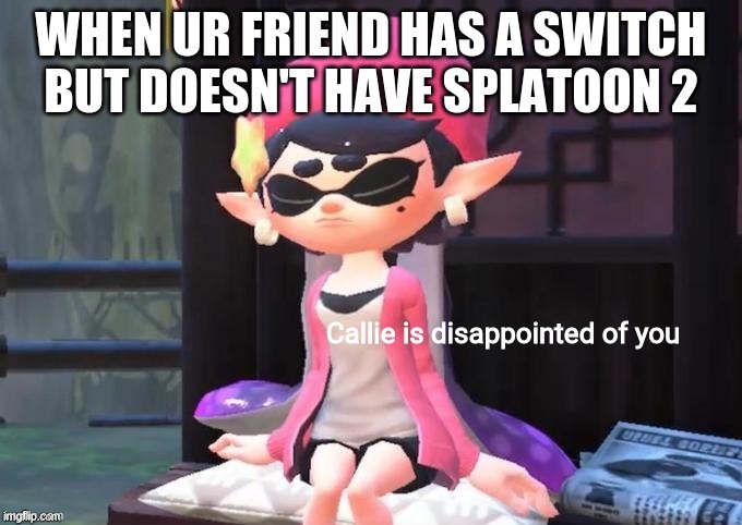 Callie is disappointed of you | WHEN UR FRIEND HAS A SWITCH BUT DOESN'T HAVE SPLATOON 2 | image tagged in callie is disappointed of you | made w/ Imgflip meme maker