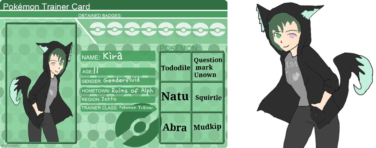 Kira, my Pokemon Trainer OC. | made w/ Imgflip meme maker