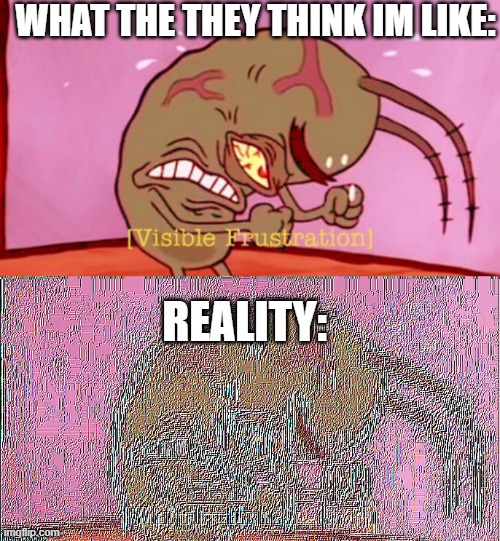 s h a r p - | WHAT THE THEY THINK IM LIKE:; REALITY: | image tagged in visible frustration hd | made w/ Imgflip meme maker