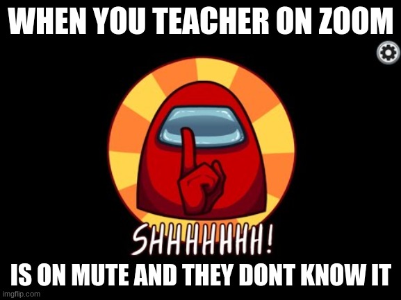 Among Us SHHHHHH | WHEN YOU TEACHER ON ZOOM; IS ON MUTE AND THEY DONT KNOW IT | image tagged in among us shhhhhh | made w/ Imgflip meme maker