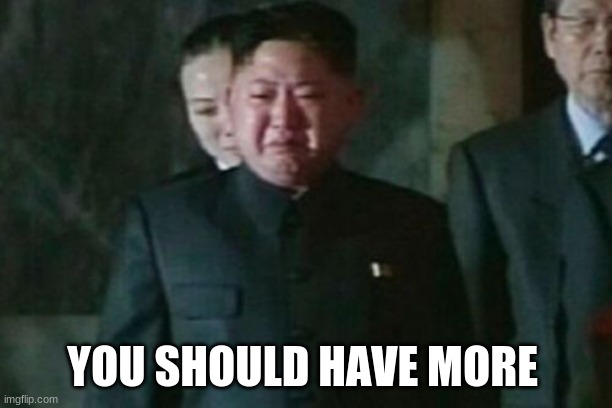 Kim Jong Un Sad Meme | YOU SHOULD HAVE MORE | image tagged in memes,kim jong un sad | made w/ Imgflip meme maker