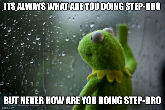 What are you doing step-bro | ITS ALWAYS WHAT ARE YOU DOING STEP-BRO; BUT NEVER HOW ARE YOU DOING STEP-BRO | image tagged in kermit window,memes,kermit the frog,woke | made w/ Imgflip meme maker