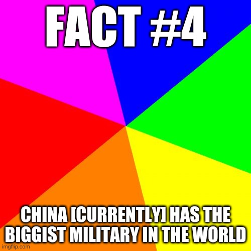 Classic Meme BackGround | FACT #4; CHINA [CURRENTLY] HAS THE BIGGEST MILITARY IN THE WORLD | image tagged in classic meme background | made w/ Imgflip meme maker