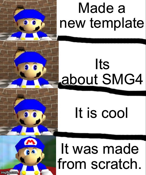 Check out my new template | Made a new template; Its about SMG4; It is cool; It was made from scratch. | image tagged in smg4 derp to angry | made w/ Imgflip meme maker