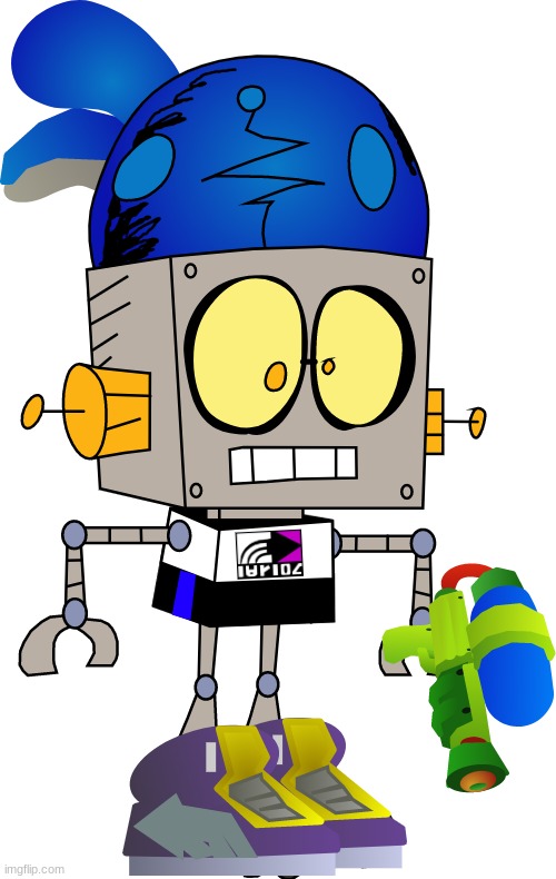 i fused Robot Jones and an Inkling boy.. what do you think? | image tagged in robot jones,inkling,splatoon,fusion | made w/ Imgflip meme maker