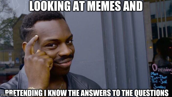 Roll Safe Think About It | LOOKING AT MEMES AND; PRETENDING I KNOW THE ANSWERS TO THE QUESTIONS | image tagged in memes,roll safe think about it | made w/ Imgflip meme maker