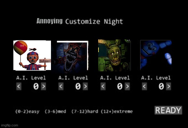 fnaf 1 custom night | Annoying | image tagged in fnaf 1 custom night | made w/ Imgflip meme maker