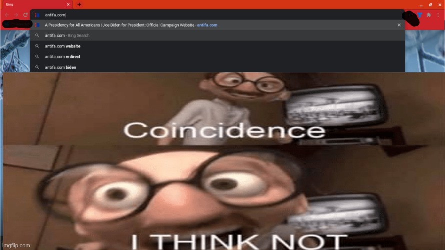 put antifa.com in the search bar and see what happens | image tagged in antifa,anarchy,coincidence i think not | made w/ Imgflip meme maker