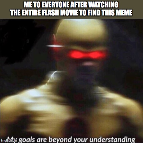 Okay I actually did this | ME TO EVERYONE AFTER WATCHING THE ENTIRE FLASH MOVIE TO FIND THIS MEME | image tagged in my goals are beyond your understanding | made w/ Imgflip meme maker