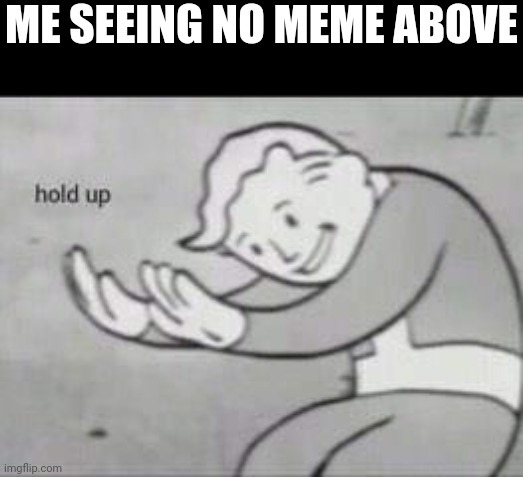 Fallout Hold Up | ME SEEING NO MEME ABOVE | image tagged in fallout hold up | made w/ Imgflip meme maker