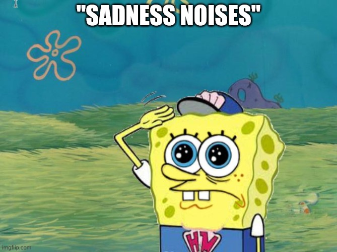 Spongebob salute | "SADNESS NOISES" | image tagged in spongebob salute | made w/ Imgflip meme maker