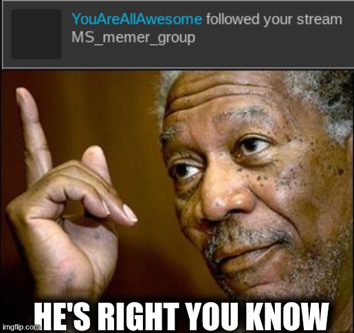 HE'S RIGHT YOU KNOW | image tagged in this morgan freeman | made w/ Imgflip meme maker
