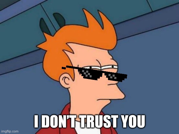 Futurama Fry | I DON’T TRUST YOU | image tagged in memes,futurama fry | made w/ Imgflip meme maker