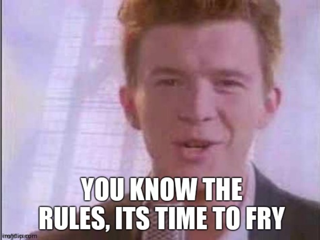 You know the rules, its time to fry | image tagged in you know the rules its time to fry | made w/ Imgflip meme maker