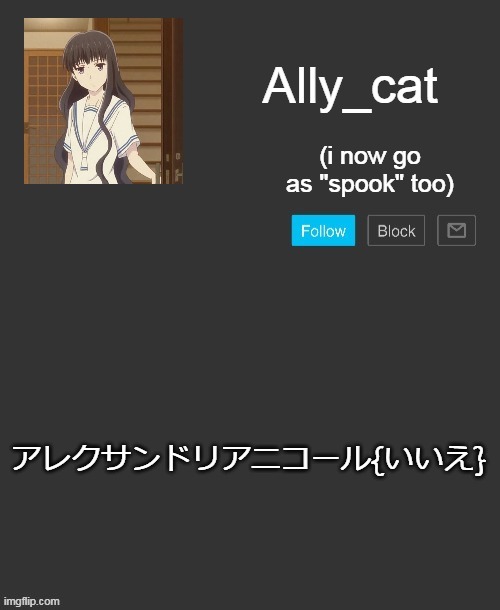 translate | アレクサンドリアニコール{いいえ} | image tagged in ally_cat's announcement template | made w/ Imgflip meme maker