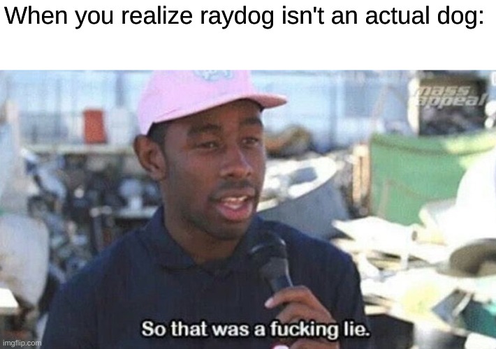 So that was a lie | When you realize raydog isn't an actual dog: | image tagged in so that was a lie | made w/ Imgflip meme maker