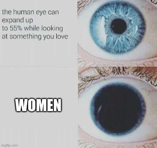 Eye pupil expand | WOMEN | image tagged in eye pupil expand | made w/ Imgflip meme maker