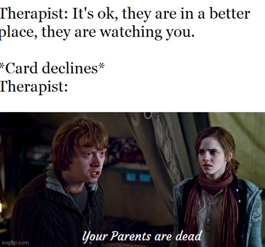 image tagged in memes,funny,harry potter,therapist | made w/ Imgflip meme maker