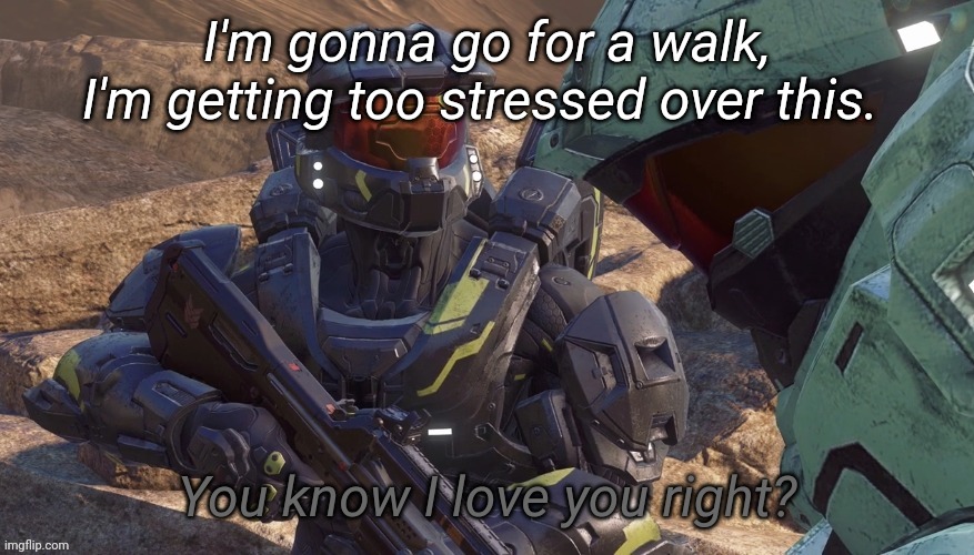You know that I love you right | I'm gonna go for a walk, I'm getting too stressed over this. | image tagged in you know that i love you right | made w/ Imgflip meme maker