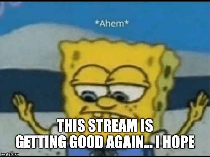 Is it? | THIS STREAM IS GETTING GOOD AGAIN... I HOPE | image tagged in ahem | made w/ Imgflip meme maker