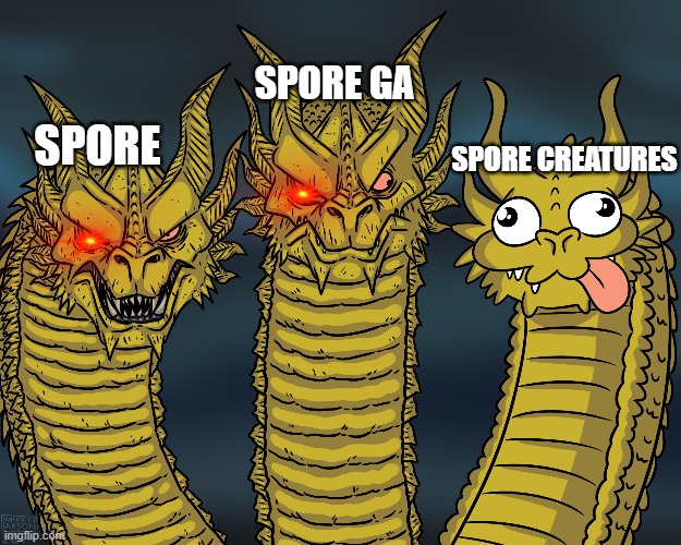 King Ghidorah | SPORE GA; SPORE CREATURES; SPORE | image tagged in king ghidorah | made w/ Imgflip meme maker