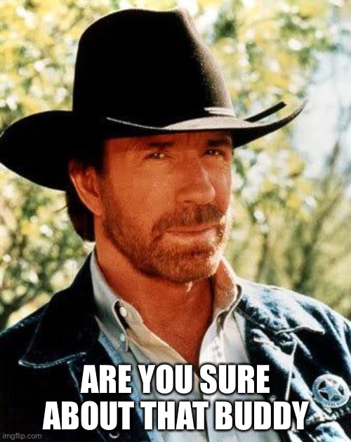 Chuck Norris Meme | ARE YOU SURE ABOUT THAT BUDDY | image tagged in memes,chuck norris | made w/ Imgflip meme maker