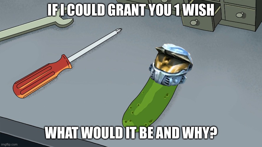 Pickle Church | IF I COULD GRANT YOU 1 WISH; WHAT WOULD IT BE AND WHY? | image tagged in pickle church | made w/ Imgflip meme maker