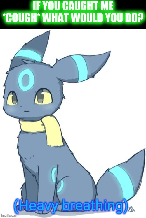 Umbreon heavy breathing | IF YOU CAUGHT ME *COUGH* WHAT WOULD YOU DO? | image tagged in umbreon heavy breathing | made w/ Imgflip meme maker
