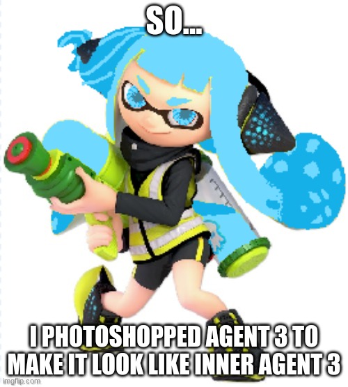 inner agent 3 | SO... I PHOTOSHOPPED AGENT 3 TO MAKE IT LOOK LIKE INNER AGENT 3 | image tagged in inner agent 3,splatoon,splatoon 2,octo expansion | made w/ Imgflip meme maker