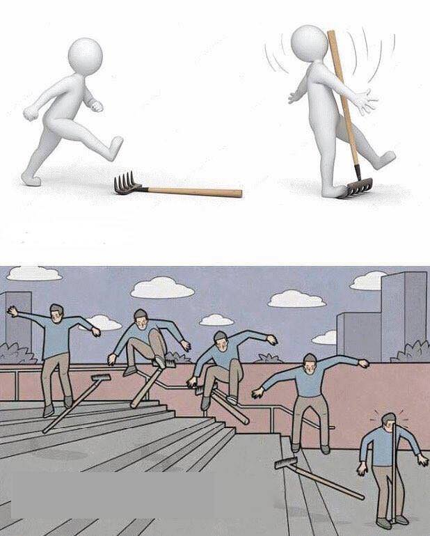 person stepping on rake Blank Meme Template