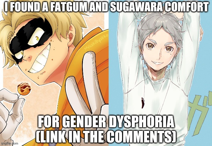 image tagged in gender dysphoria,my hero academia,haikyuu,fatgum,sugawara | made w/ Imgflip meme maker