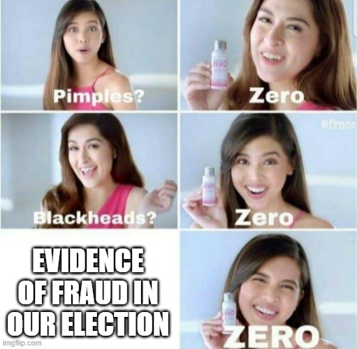 Repubs just can understand why they need proof | EVIDENCE OF FRAUD IN OUR ELECTION | image tagged in pimples zero | made w/ Imgflip meme maker