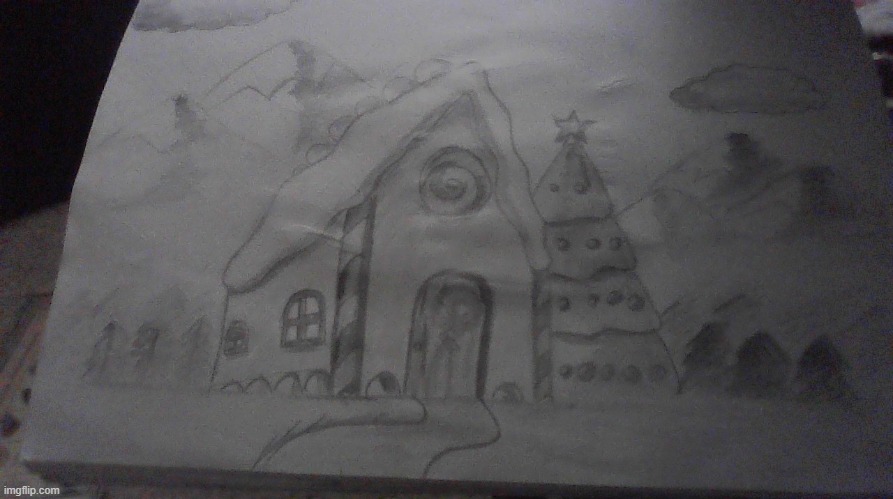 Gingerbread house sketch i made | image tagged in gingerbread house | made w/ Imgflip meme maker