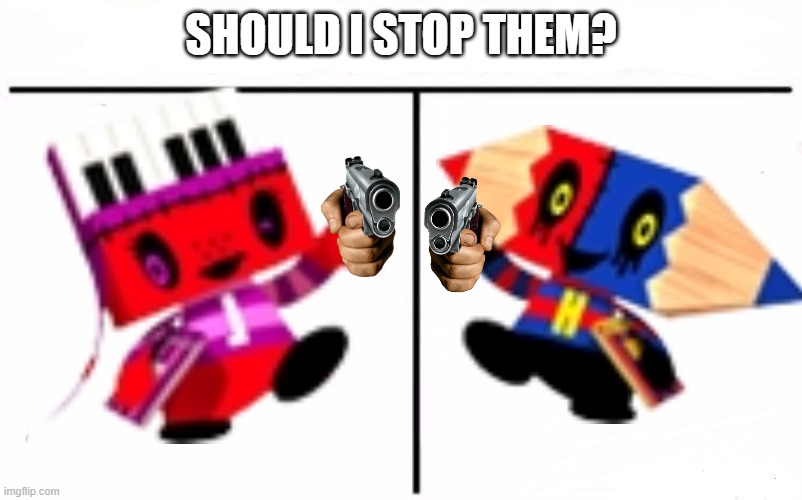 r u n | SHOULD I STOP THEM? | image tagged in who would win blank | made w/ Imgflip meme maker