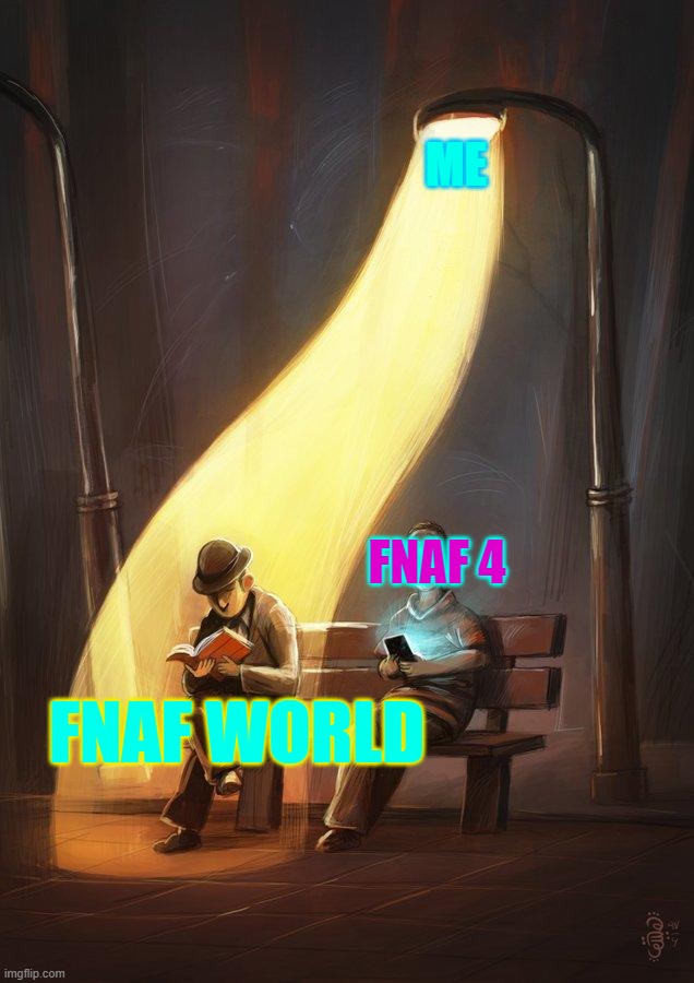 streetlight | ME; FNAF 4; FNAF WORLD | image tagged in streetlight | made w/ Imgflip meme maker