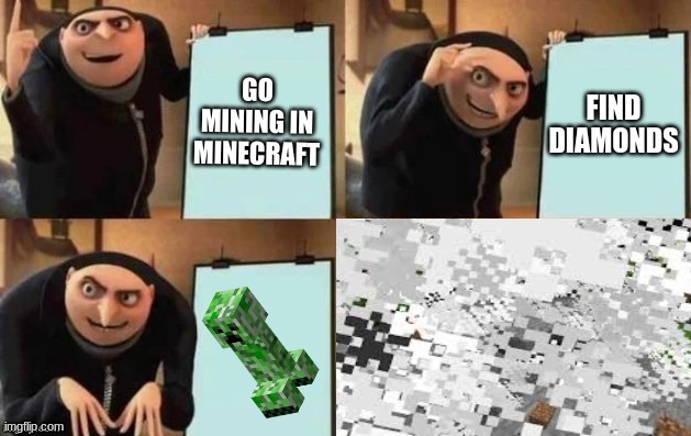 Minecraft | image tagged in gru's plan,minecraft creeper | made w/ Imgflip meme maker