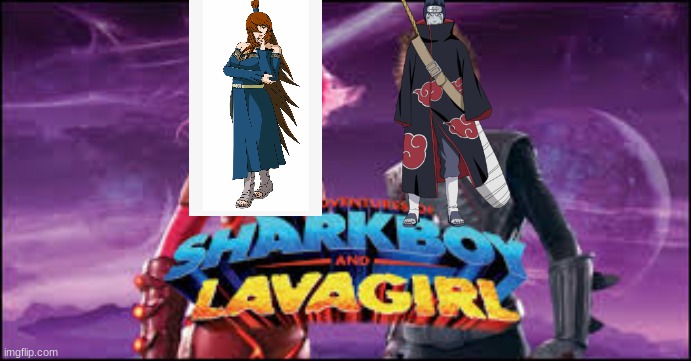 bootleg sharkboy and lava girl | image tagged in sharkboy,lava girl,kisame,naruto,naruto shippuden,shark | made w/ Imgflip meme maker
