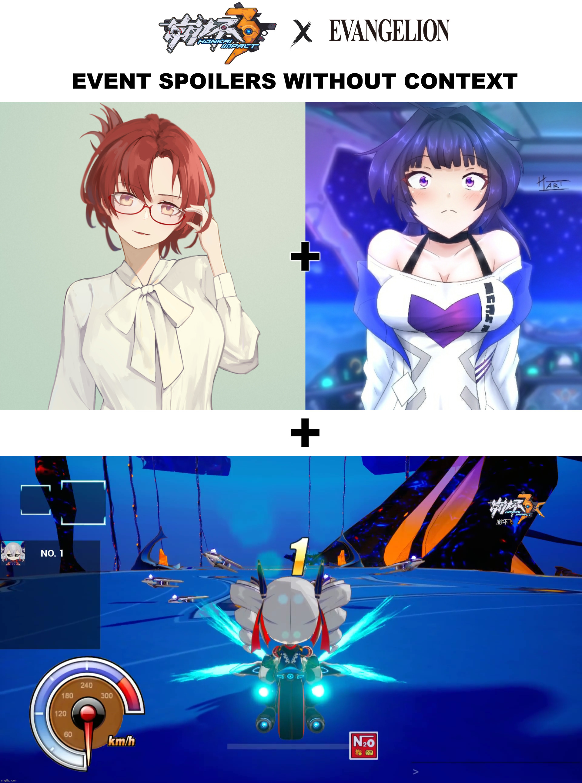 Honkai Impact 3 x Evangelion Spoilers | EVENT SPOILERS WITHOUT CONTEXT; +; + | image tagged in honkaiimpact3,meme | made w/ Imgflip meme maker