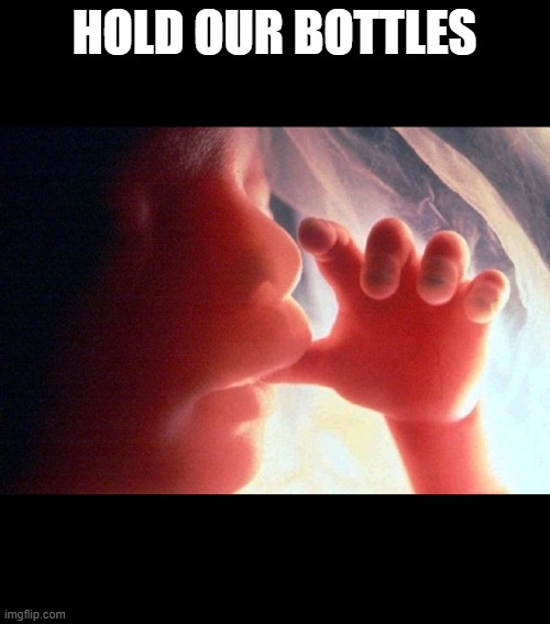 Abortion | HOLD OUR BOTTLES | image tagged in abortion | made w/ Imgflip meme maker