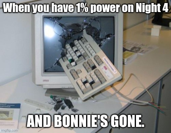 So you have chosen... DEATH. | When you have 1% power on Night 4; AND BONNIE'S GONE. | image tagged in fnaf rage | made w/ Imgflip meme maker
