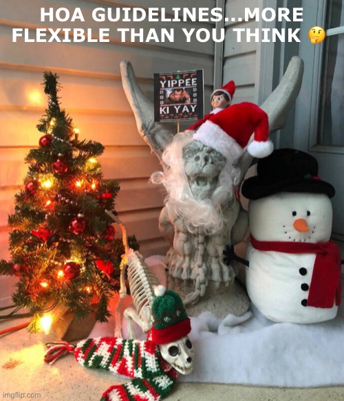 Get a life, Karen! | HOA GUIDELINES...MORE FLEXIBLE THAN YOU THINK 🤔 | image tagged in janey mack meme,hoa,flirty,xmas | made w/ Imgflip meme maker