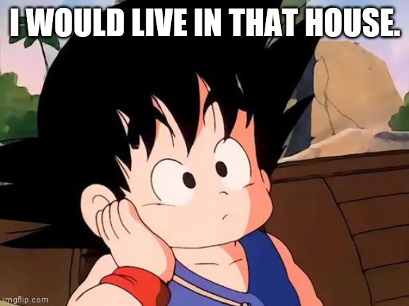 Kid Goku Wonders (Dragon Ball) | I WOULD LIVE IN THAT HOUSE. | image tagged in kid goku wonders dragon ball | made w/ Imgflip meme maker