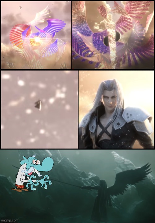 image tagged in sephiroth kills galeem,sephiroth kills mario | made w/ Imgflip meme maker