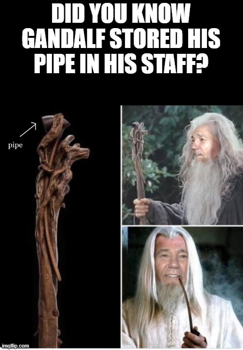 DID YOU KNOW GANDALF STORED HIS PIPE IN HIS STAFF? | made w/ Imgflip meme maker