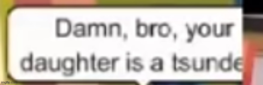 Damn bro, your daughter is a tsundere | image tagged in damn bro your daughter is a tsundere | made w/ Imgflip meme maker