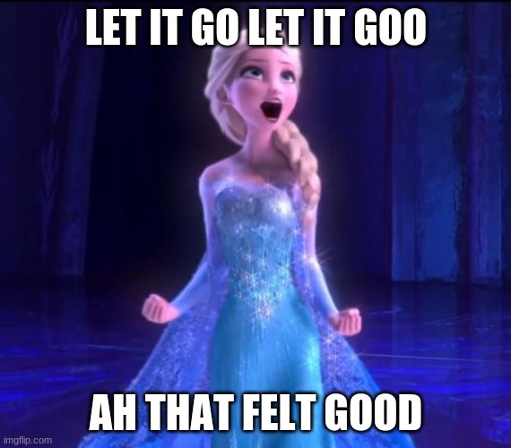 Let it go | LET IT GO LET IT GOO; AH THAT FELT GOOD | image tagged in let it go | made w/ Imgflip meme maker