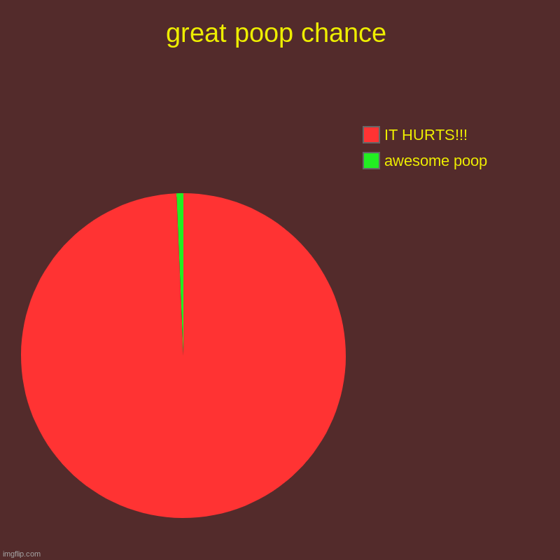 great poop chance | awesome poop, IT HURTS!!! | image tagged in charts,pie charts | made w/ Imgflip chart maker
