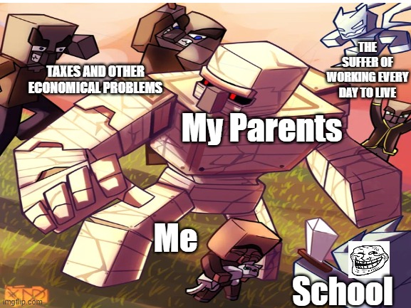 Live problems ok?. | THE SUFFER OF WORKING EVERY DAY TO LIVE; TAXES AND OTHER ECONOMICAL PROBLEMS; My Parents; Me; School | image tagged in not funny | made w/ Imgflip meme maker