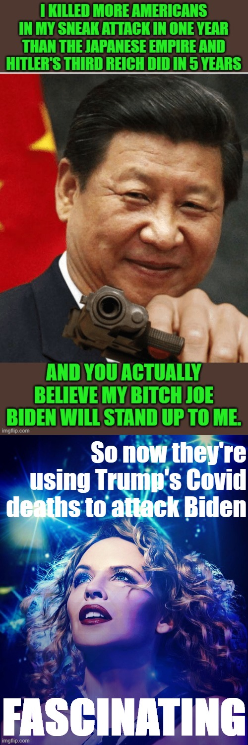 that's fascinating | So now they're using Trump's Covid deaths to attack Biden; FASCINATING | image tagged in kylie fascinated,covid-19,coronavirus,covid19,conservative logic,politics lol | made w/ Imgflip meme maker